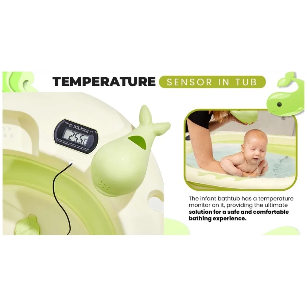 Tiny Totz Collapsible Baby Bathtub with Thermometer Portable Newborn-Toddler NIB